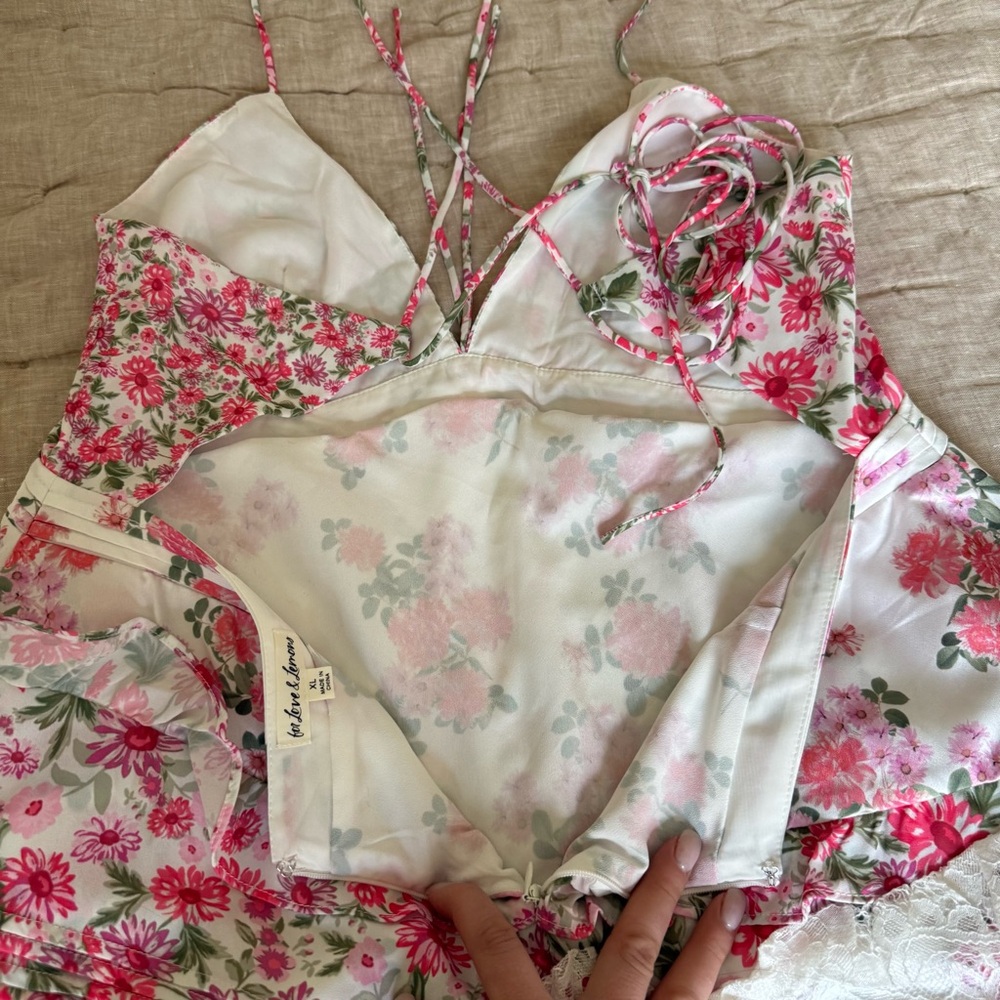 For Love & Lemons Pink and White Floral Lace Maxi Dress - Picture 12 of 16